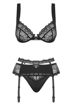 Completo intimo 3 pezzi con reggiseno e reggicalze