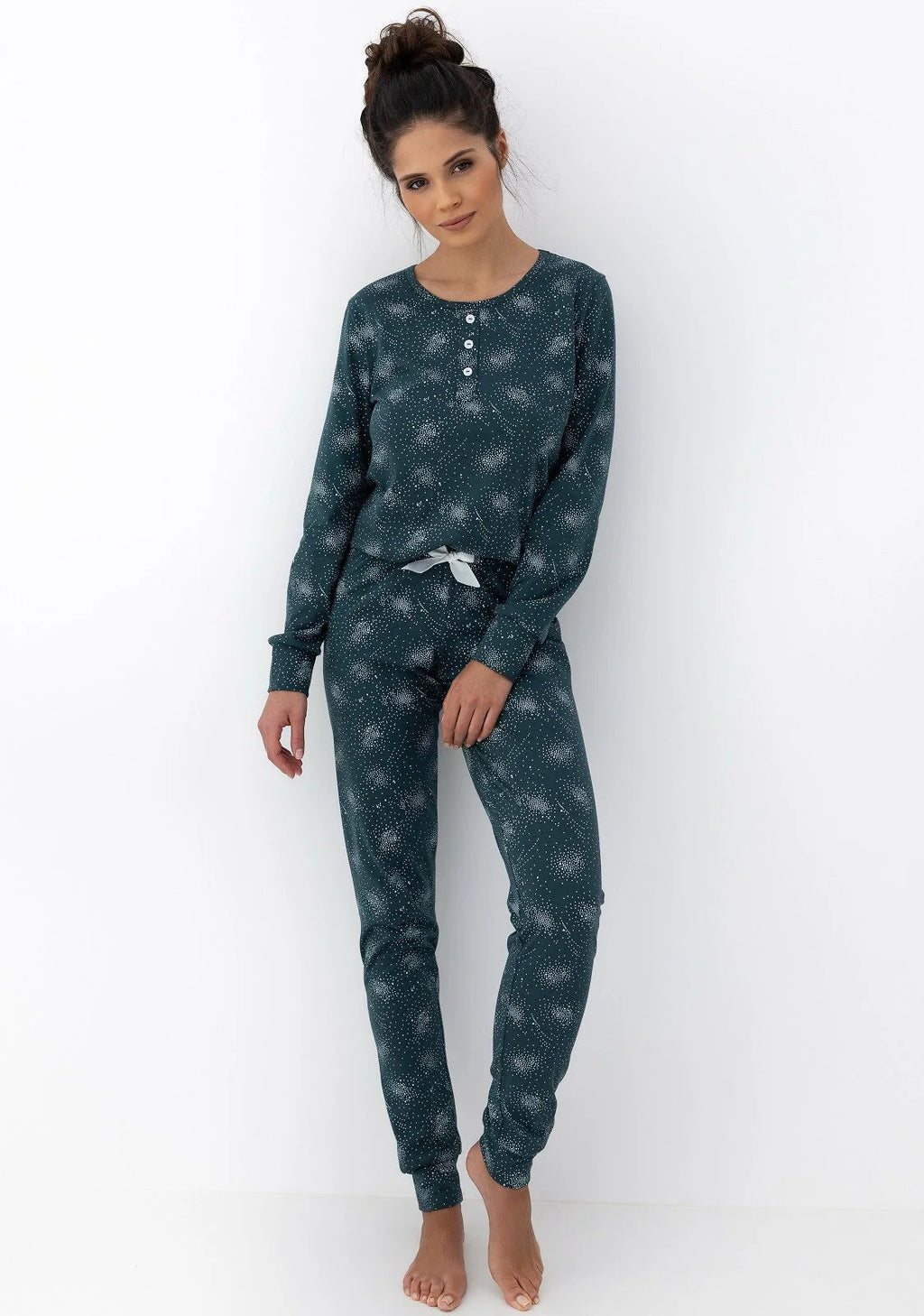 Ellison | pigiama lungo da donna in cotone 100% | maglia
