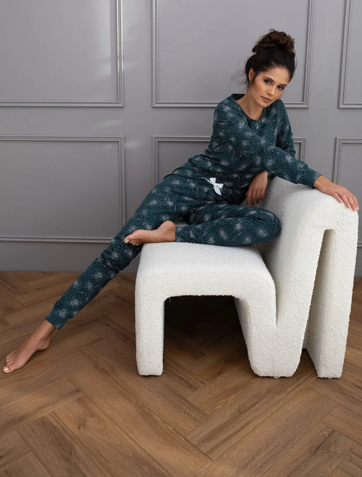 Ellison | pigiama lungo da donna in cotone 100% | maglia
