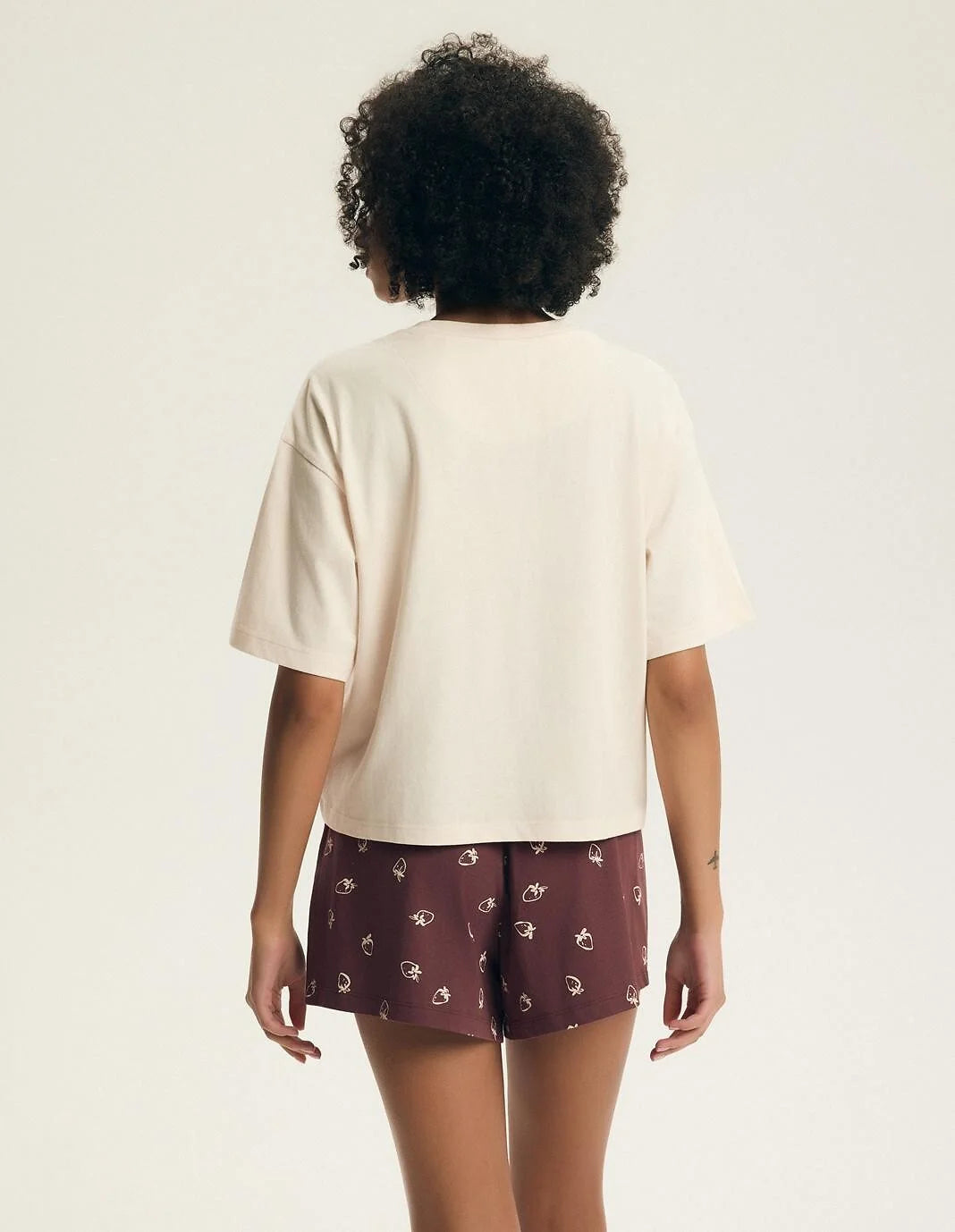 Evika - pigiama estivo donna con crop top e shorts fragole
