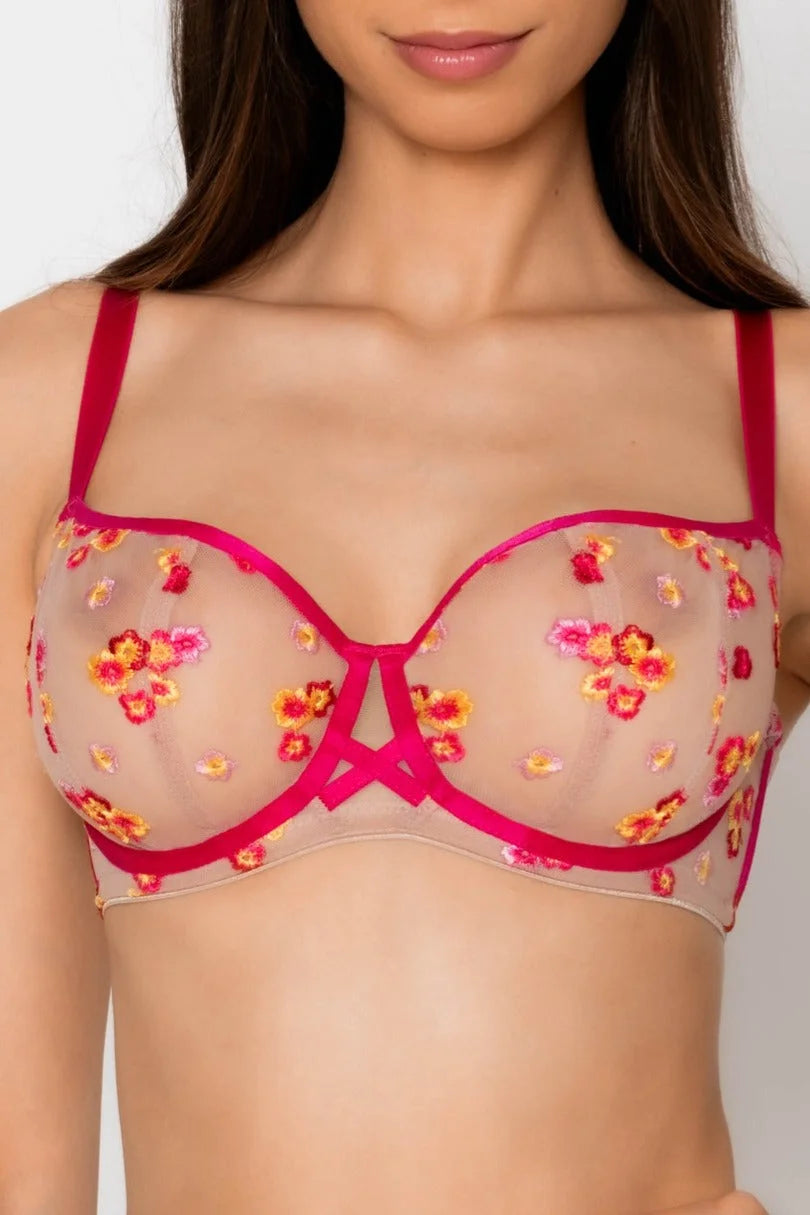 Flora - reggiseno balconette soft in tulle nude ricamato