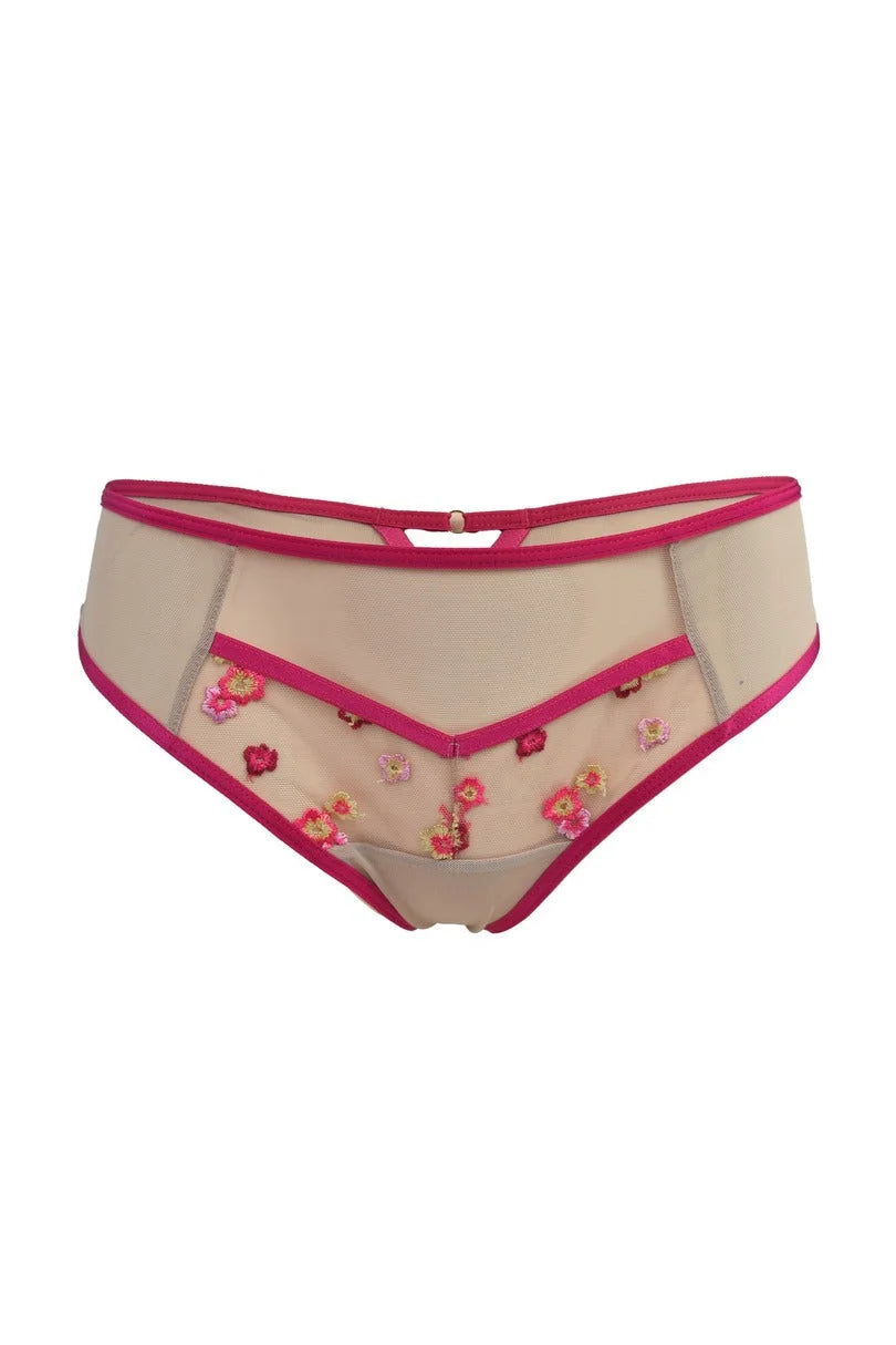 Flora - slip da donna brasiliano con ricami e profili