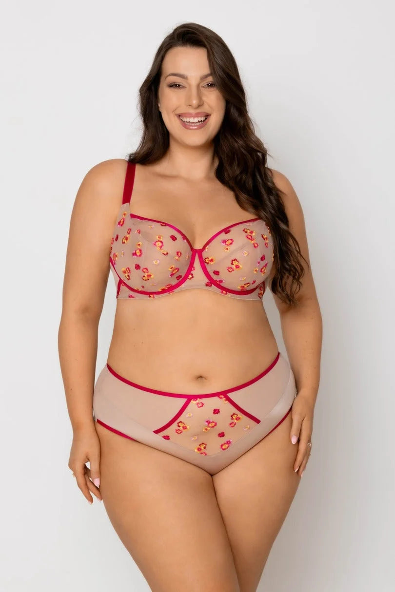 Flora - slip donna in tulle con ricamo floreale