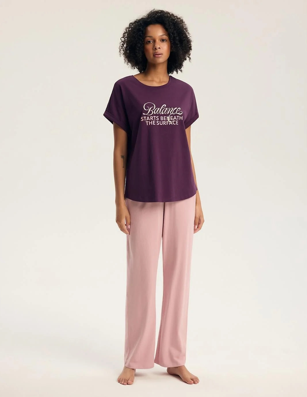 Galla - 45445 - pigiama da donna in puro cotone con t-shirt