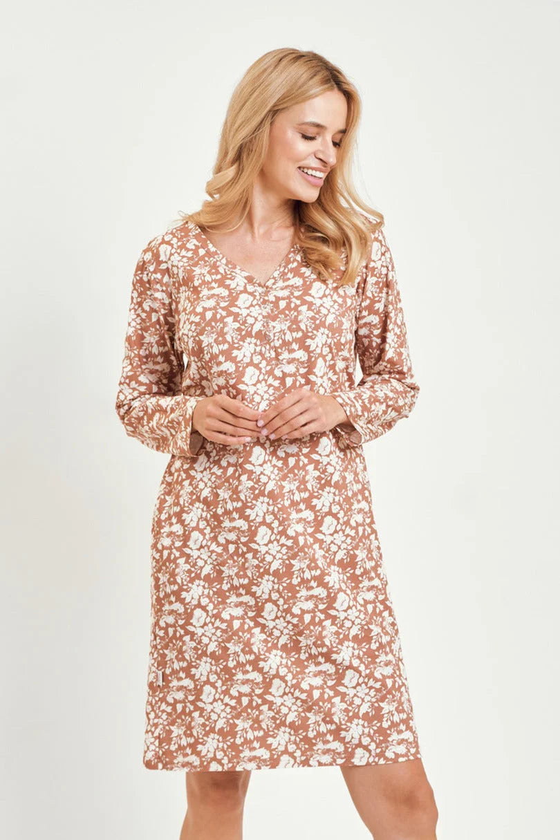 3480 - grace - camicia da notte in cotone a manica lunga