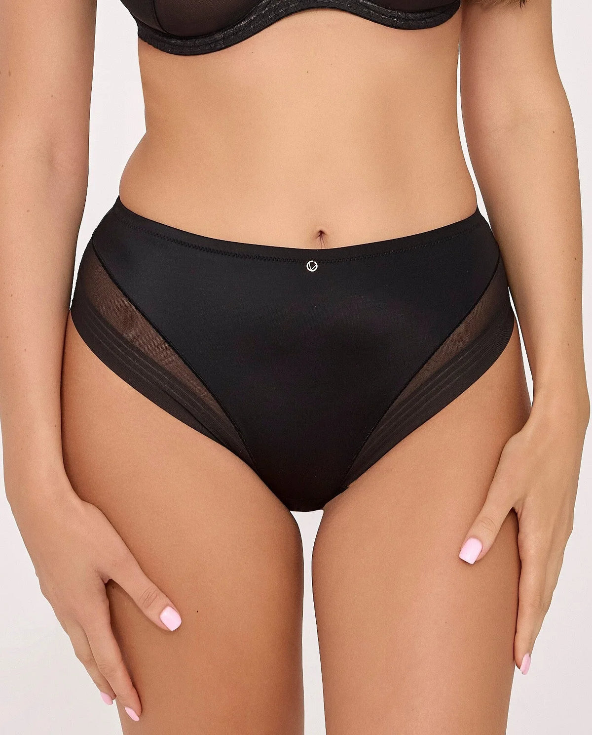 Greta - 2231/b - slip donna brasiliano black mesh – taglio