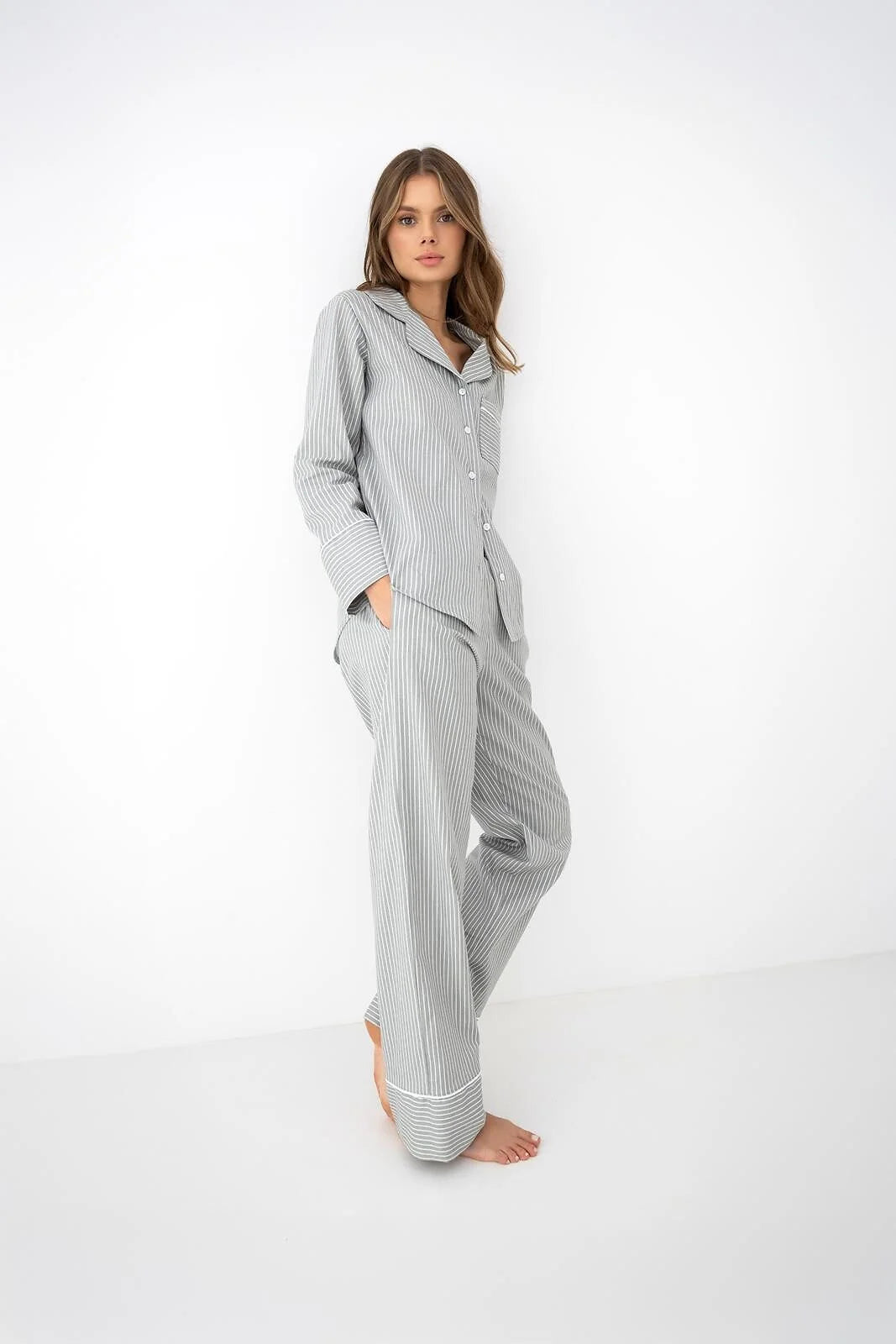 Imani - pigiama da donna in cotone e viscosa a righe