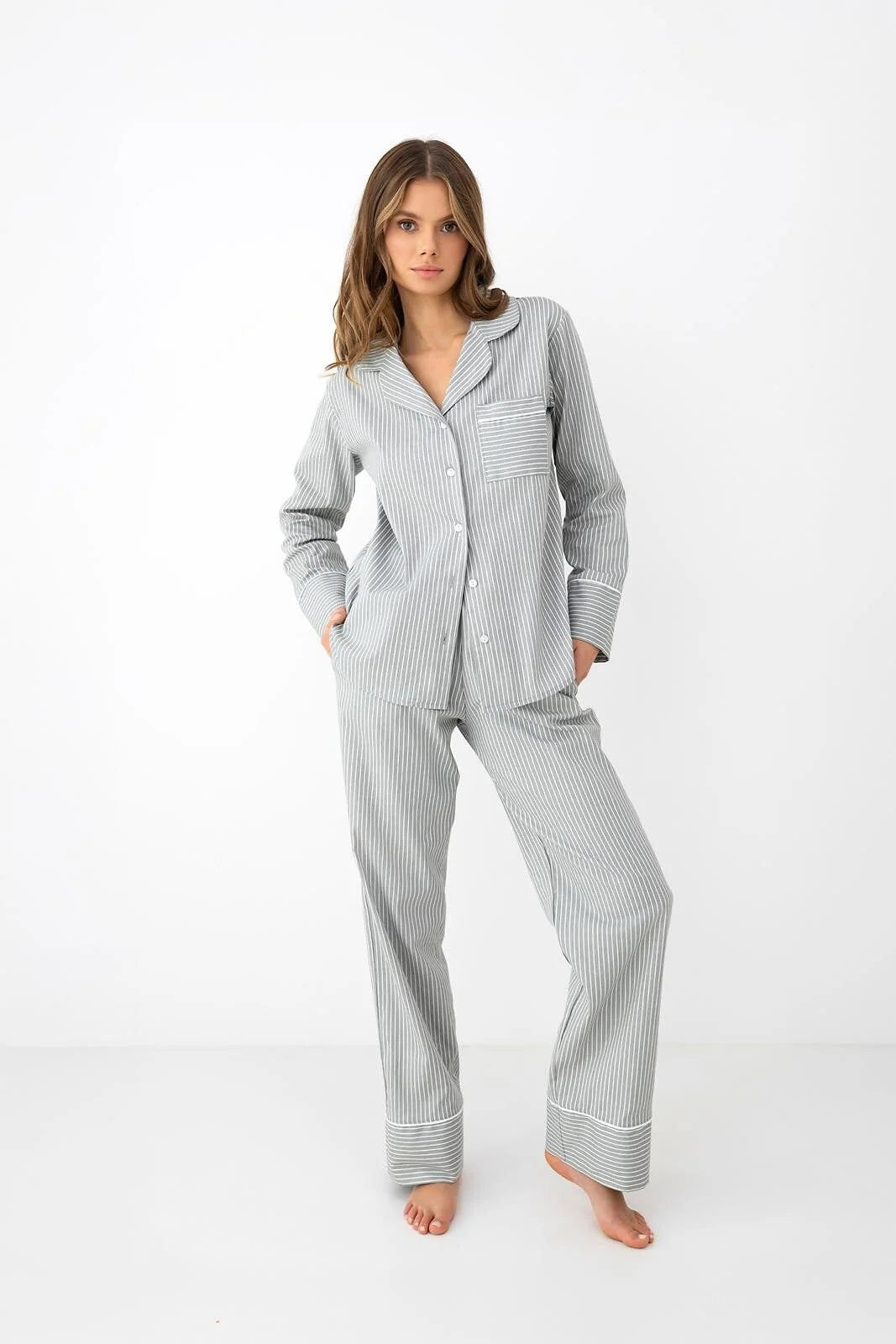 Imani - pigiama da donna in cotone e viscosa a righe