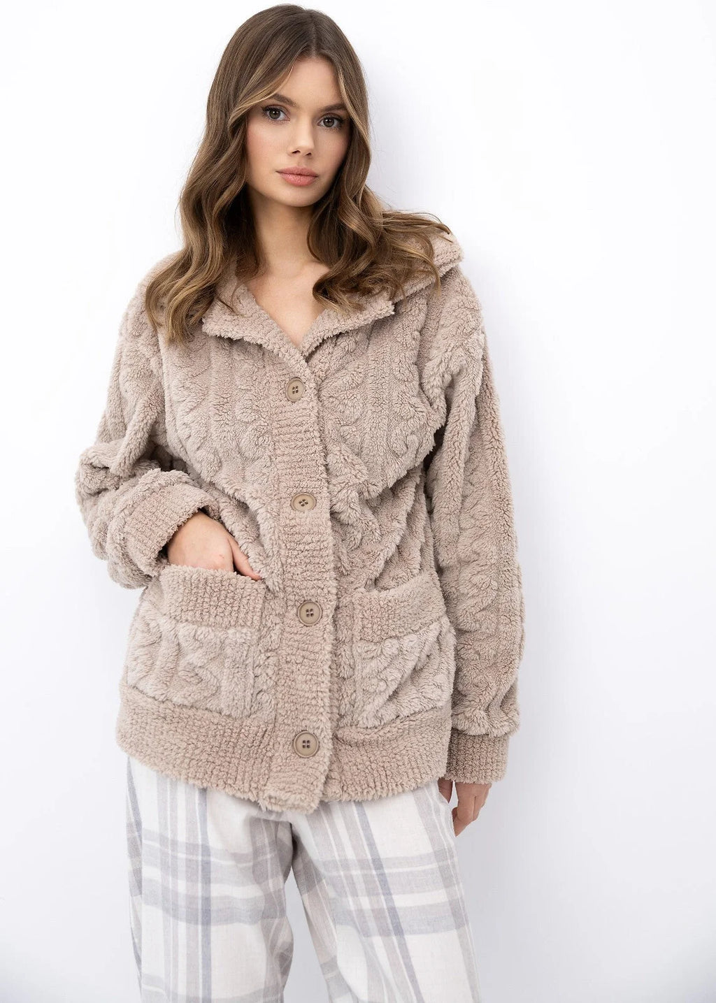 Ingrid - blazer da donna homewear in maglia ad intreccio