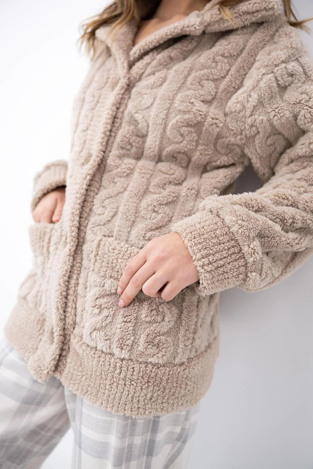 Ingrid - blazer da donna homewear in maglia ad intreccio