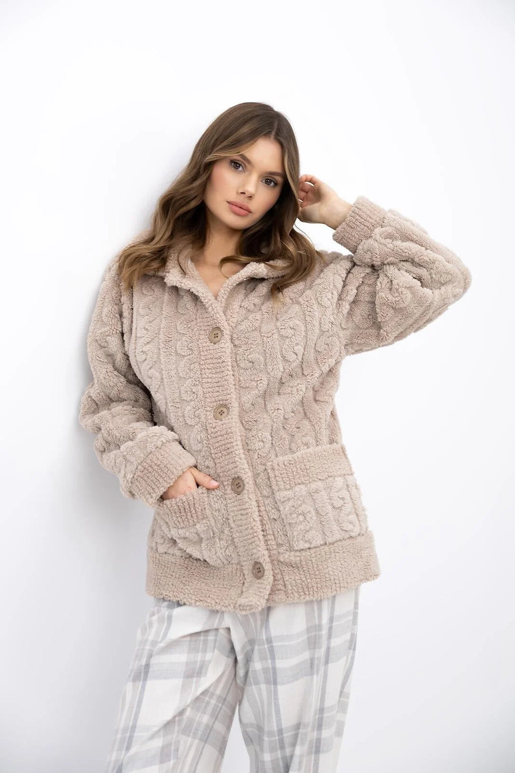 Ingrid - blazer da donna homewear in maglia ad intreccio