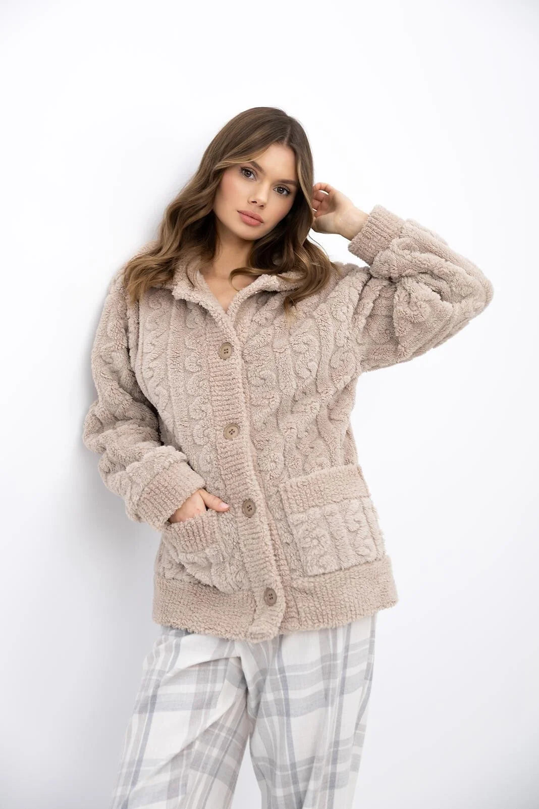 Ingrid - blazer da donna homewear in maglia ad intreccio