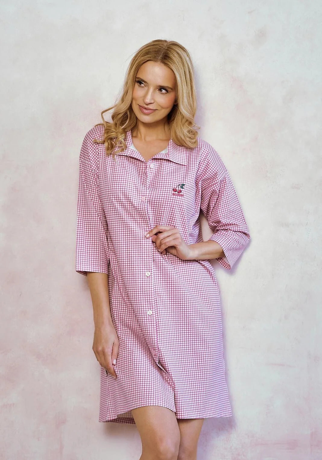 3436 - joliee - camicia in cotone a quadri con stampa