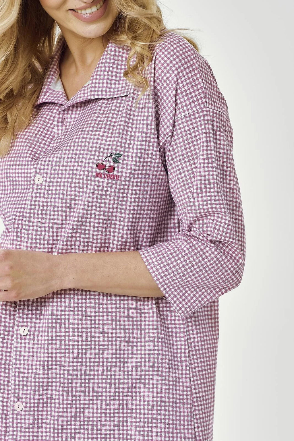 3436 - joliee - camicia in cotone a quadri con stampa