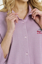 3436 - joliee - camicia in cotone a quadri con stampa