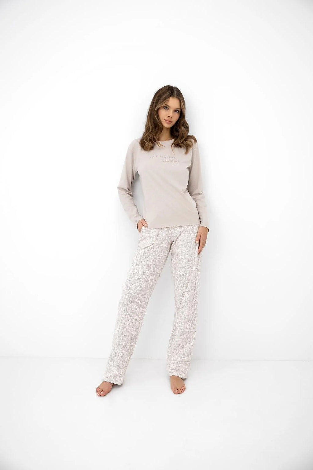 Lyanna - pigiama da donna in cotone con maglia a scritta