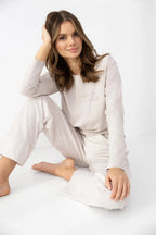 Lyanna - pigiama da donna in cotone con maglia a scritta