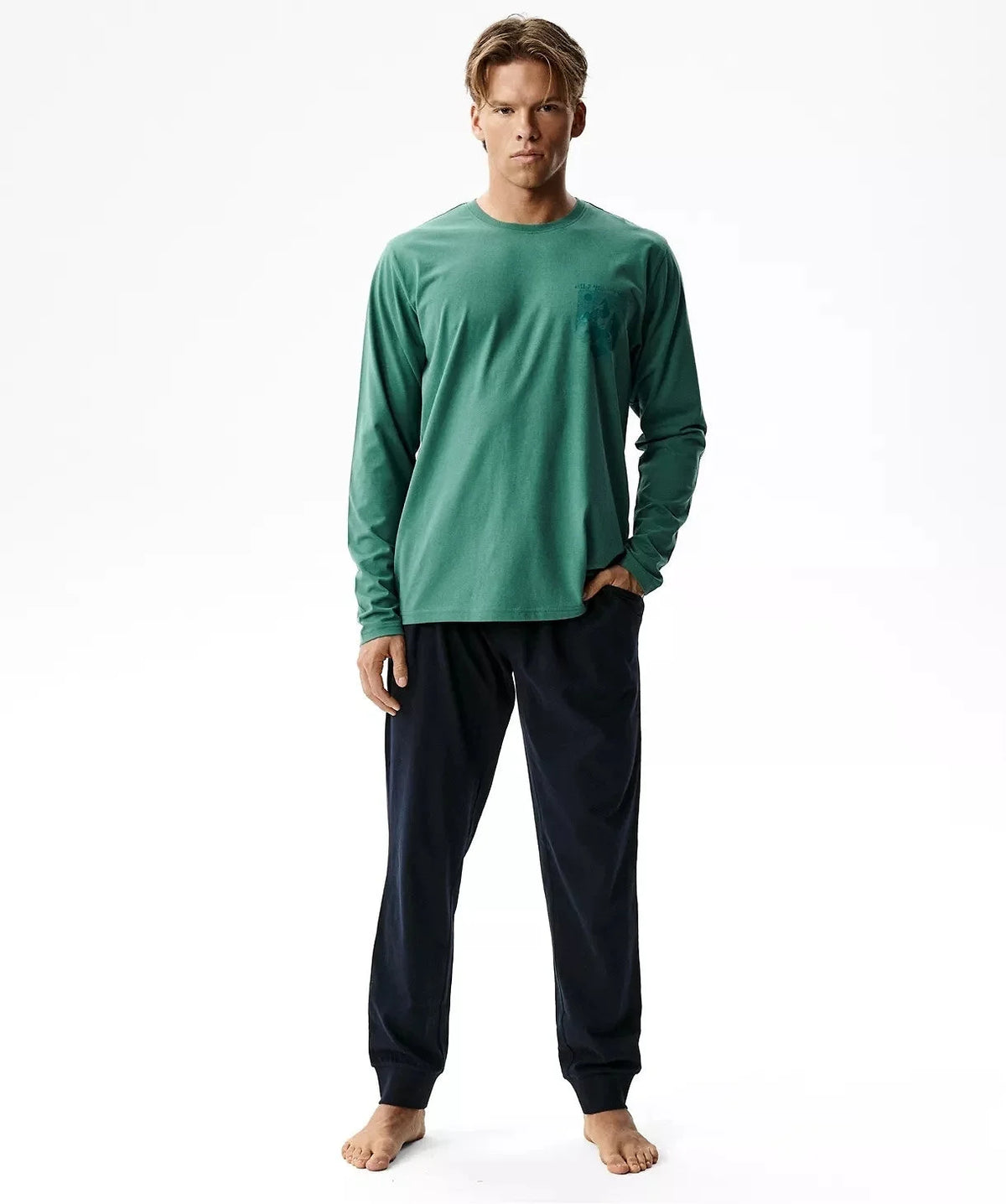 Nmp-410 - pigiama lungo uomo puro cotone