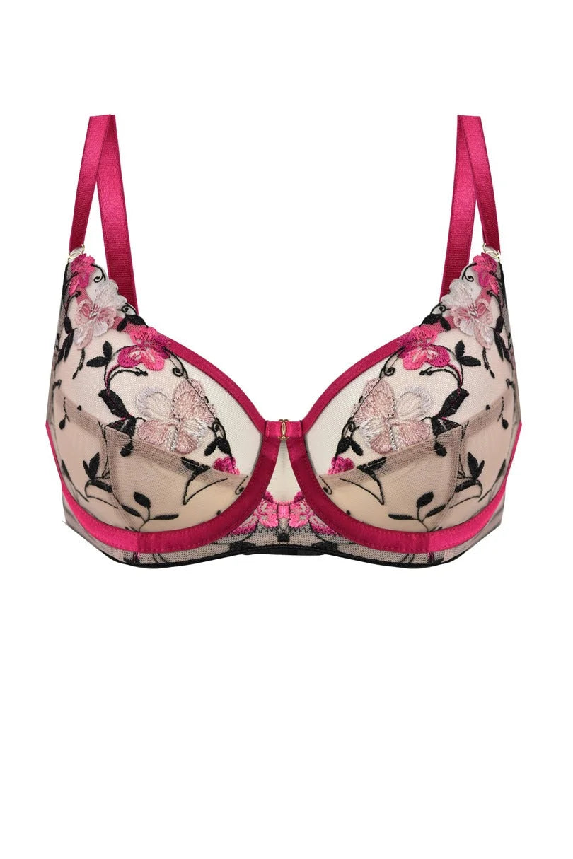Orchid - reggiseno n tulle trasparente con ricamo floreale