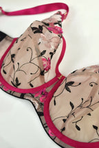 Orchid - reggiseno n tulle trasparente con ricamo floreale