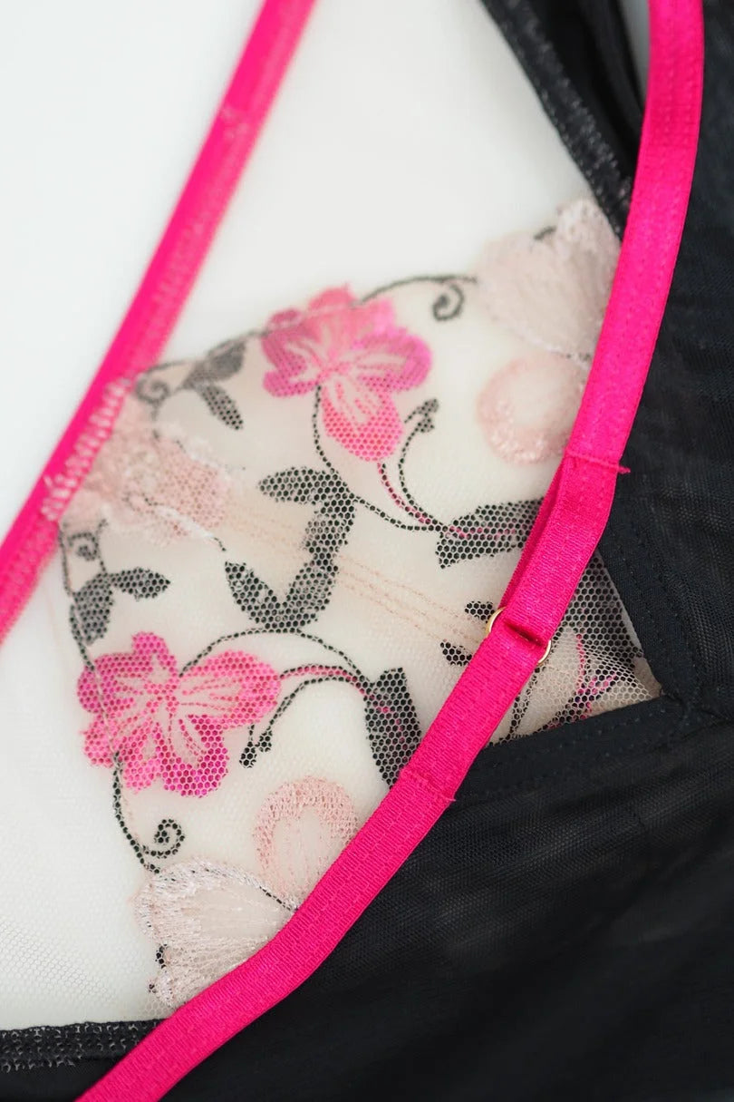 Orchid - slip brasiliano da donna in tulle ricamato