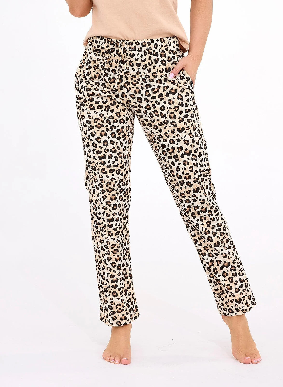 Pantaloni pigiama da donna lunghi notte in 100% cotone