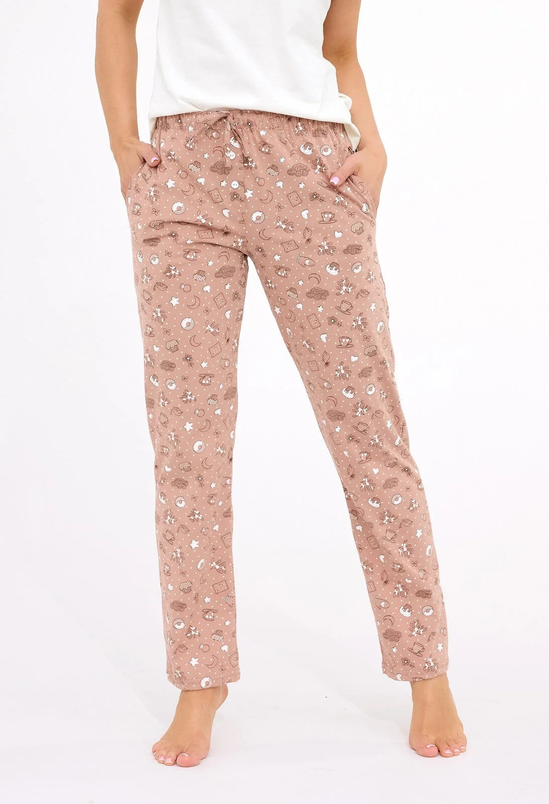 Pantaloni pigiama lunghi da donna in 100% cotone - 690/46