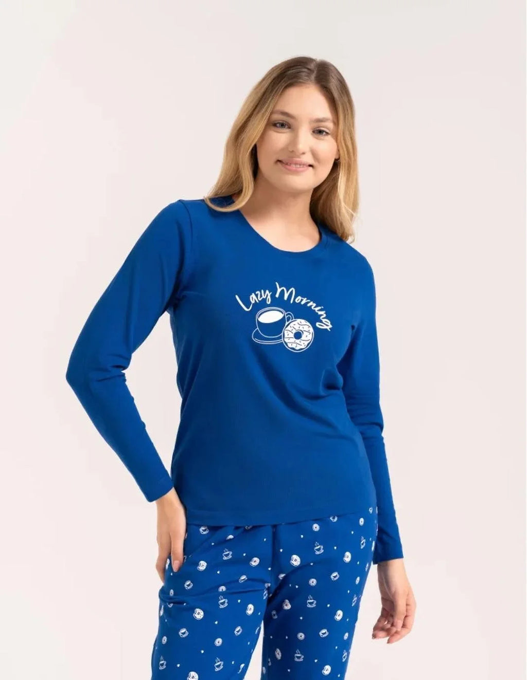 Pdd4500-013 - pigiama donna in cotone a manica lunga