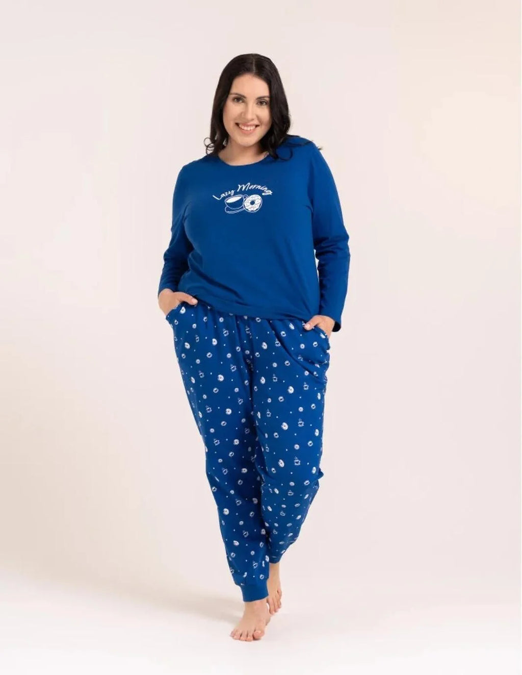 Pdd4500-013 - pigiama donna in cotone a manica lunga