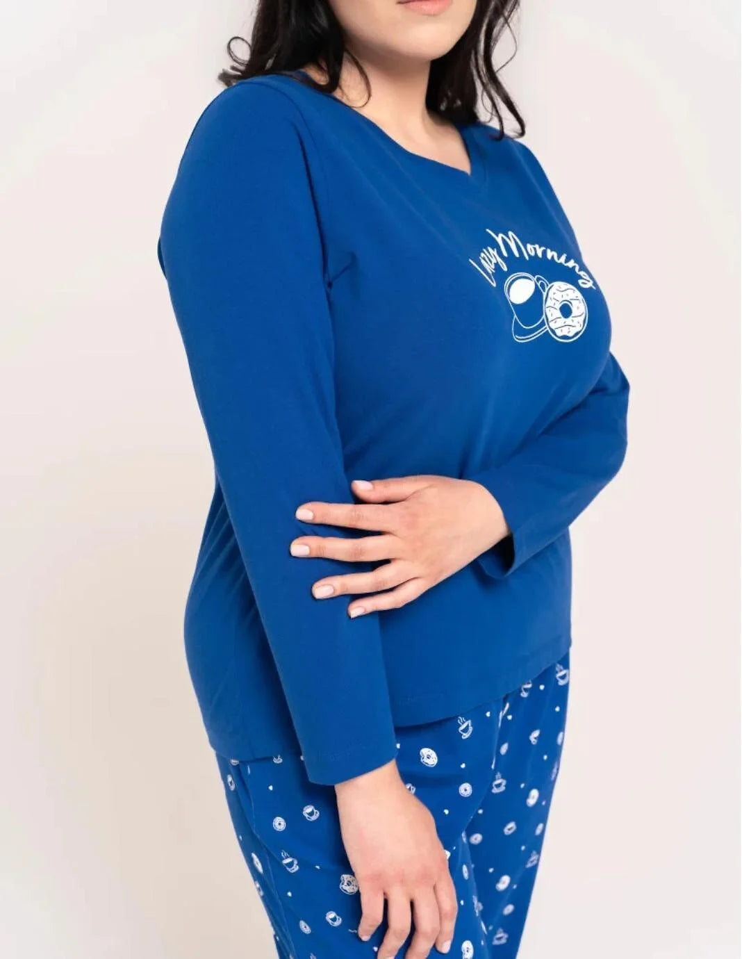 Pdd4500-013 - pigiama donna in cotone a manica lunga