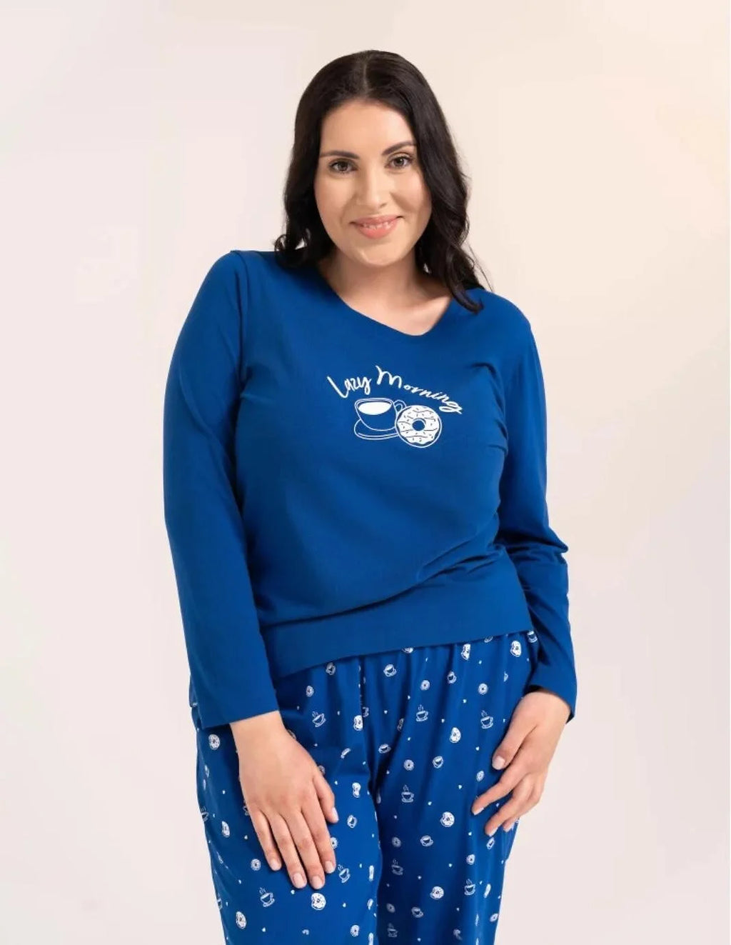 Pdd4500-013 - pigiama donna in cotone a manica lunga