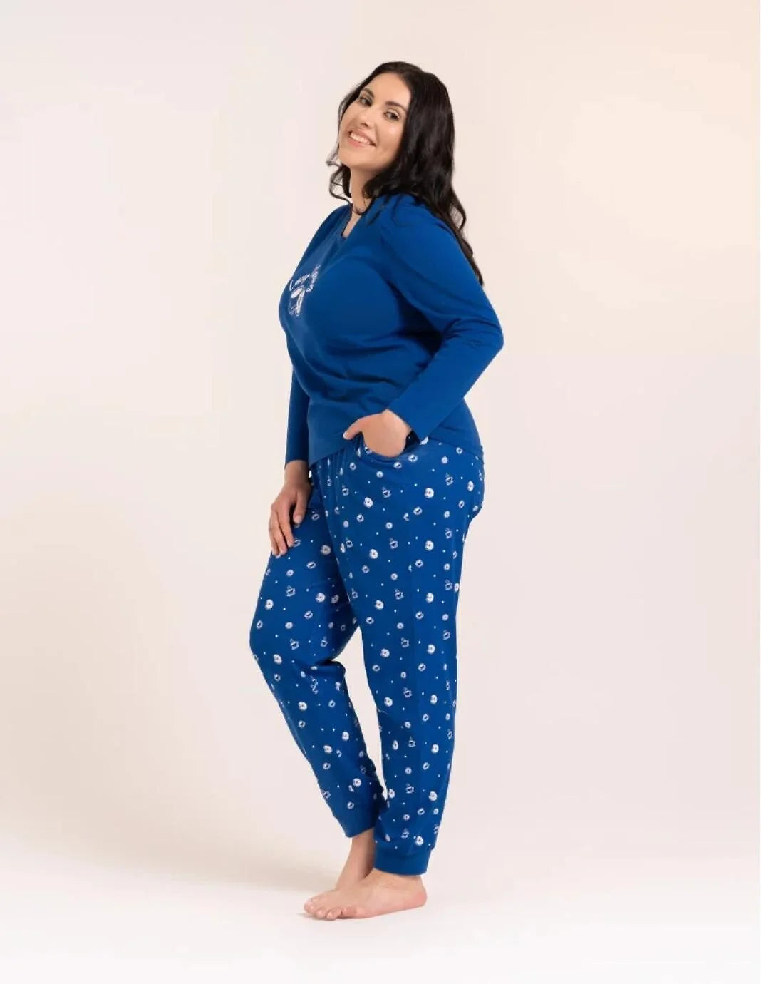 Pdd4500-013 - pigiama donna in cotone a manica lunga
