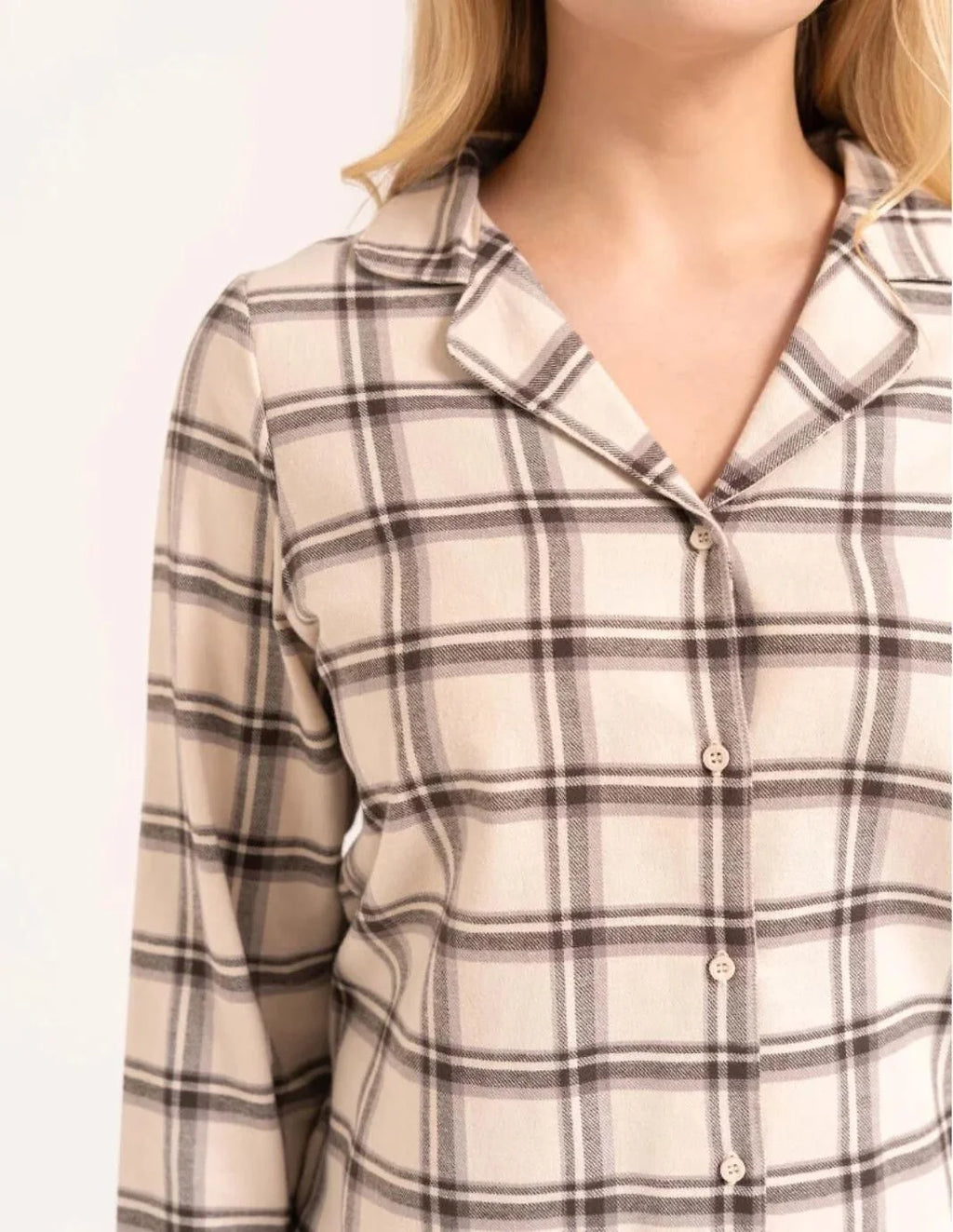 Pdd5500-007 - pigiama donna aperto in cotone a quadri