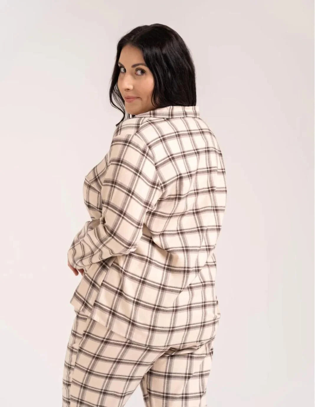 Pdd5500-007 - pigiama donna aperto in cotone a quadri