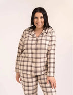 Pdd5500-007 - pigiama donna aperto in cotone a quadri