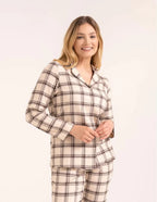 Pdd5500-007 - pigiama donna aperto in cotone a quadri