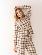 Pdd5500-007 - pigiama donna aperto in cotone a quadri