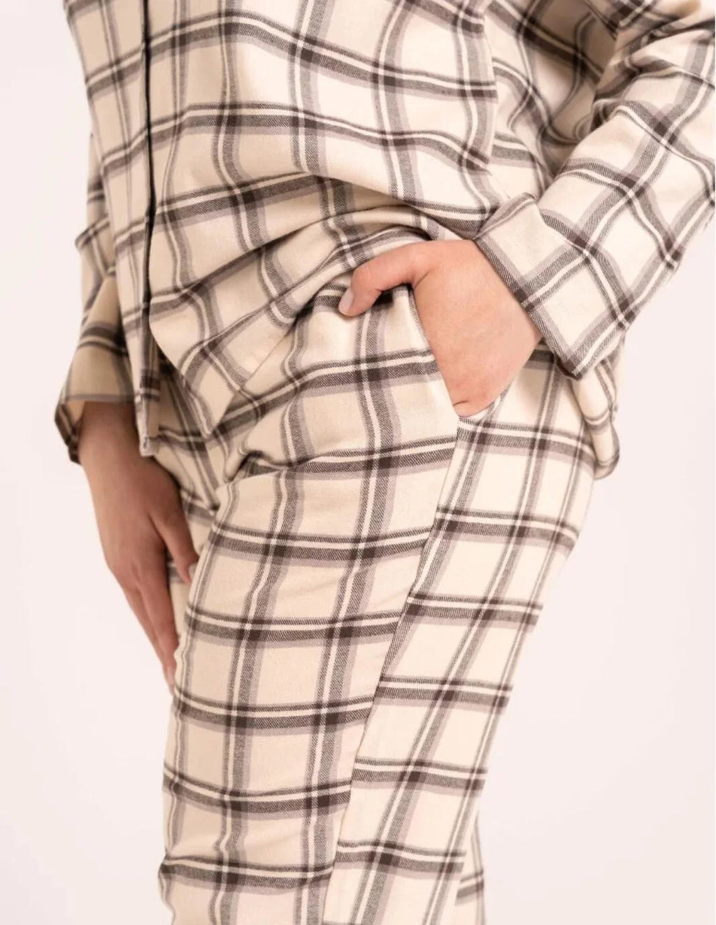 Pdd5500-007 - pigiama donna aperto in cotone a quadri