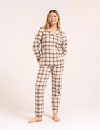 Pdd5500-007 - pigiama donna aperto in cotone a quadri