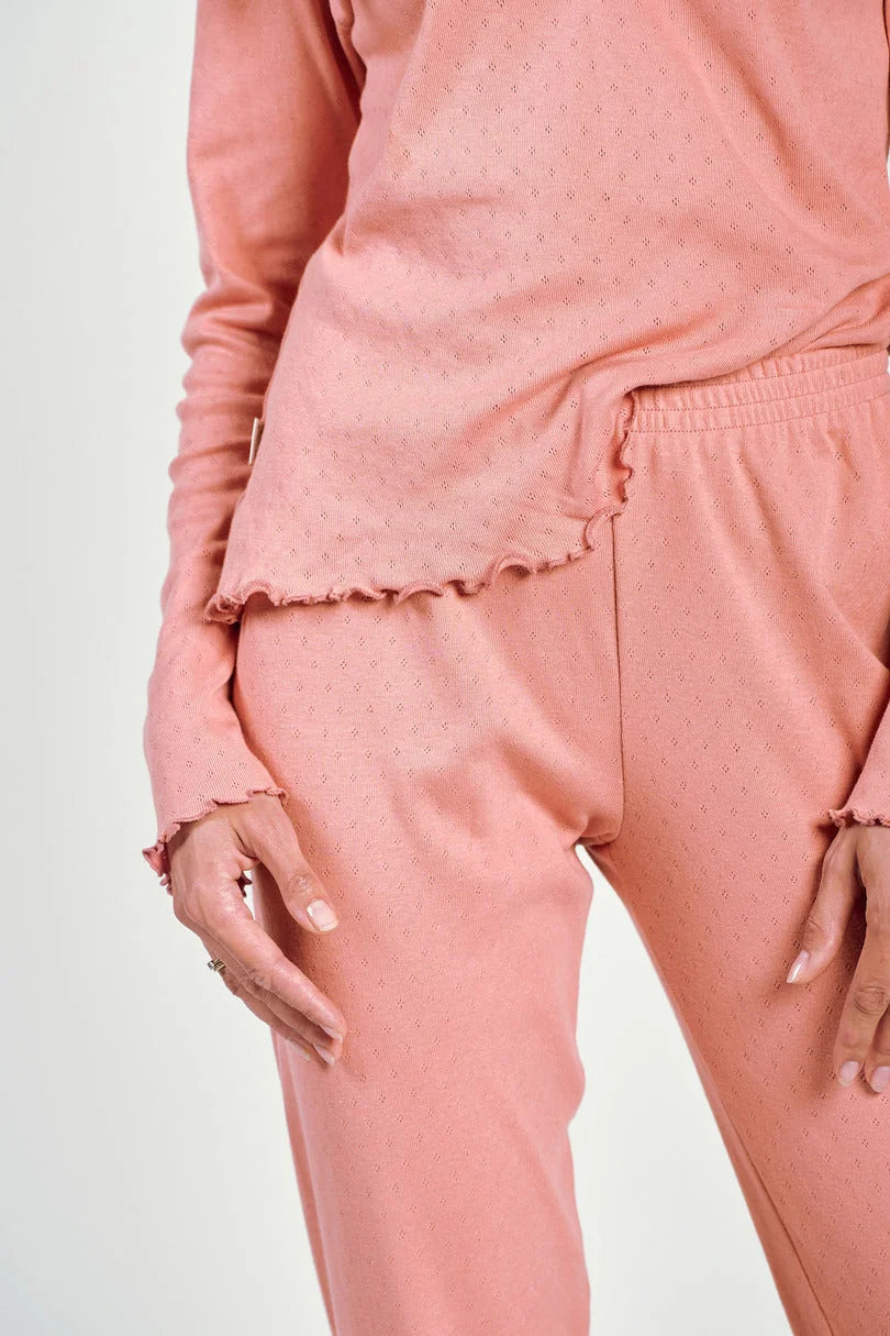 3252 - vicky - pigiama donna in cotone ajouré con pantalone