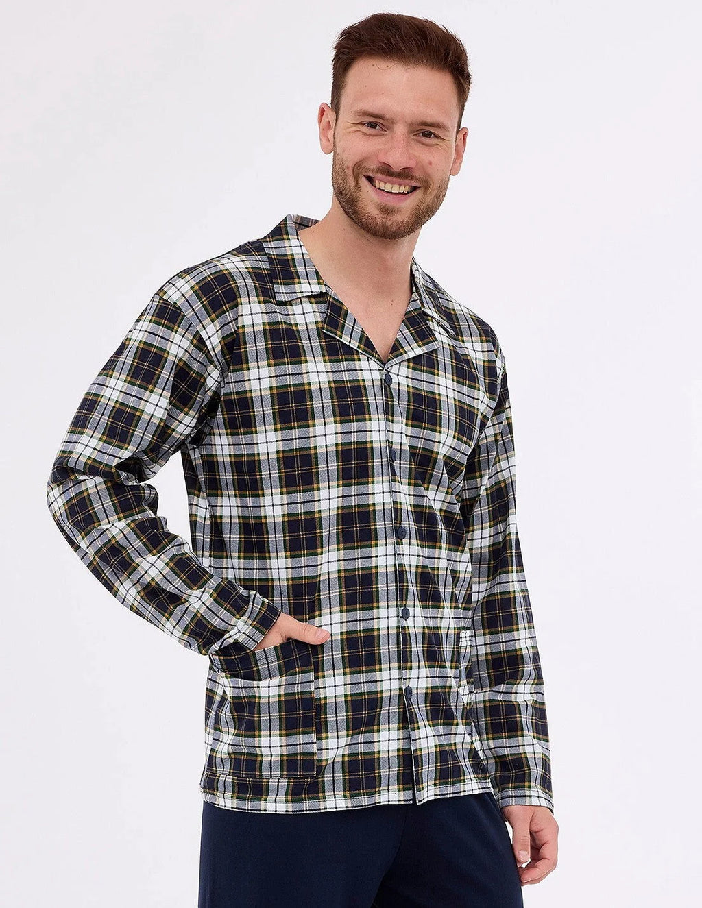 Pigiama da uomo aperto con bottoni - 100% cotone - 114/73