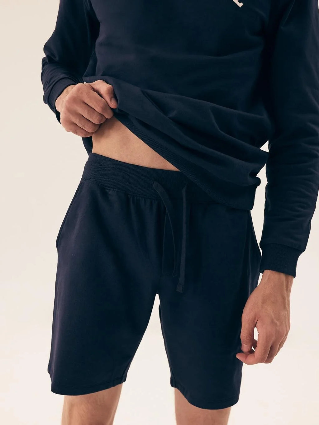 Pigiama da uomo in cotone manica lunga pantaloncini corti