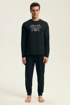 Pigiama uomo in cotone stile jogger con stampa futuristica