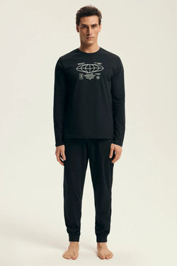 Pigiama uomo in cotone stile jogger con stampa futuristica