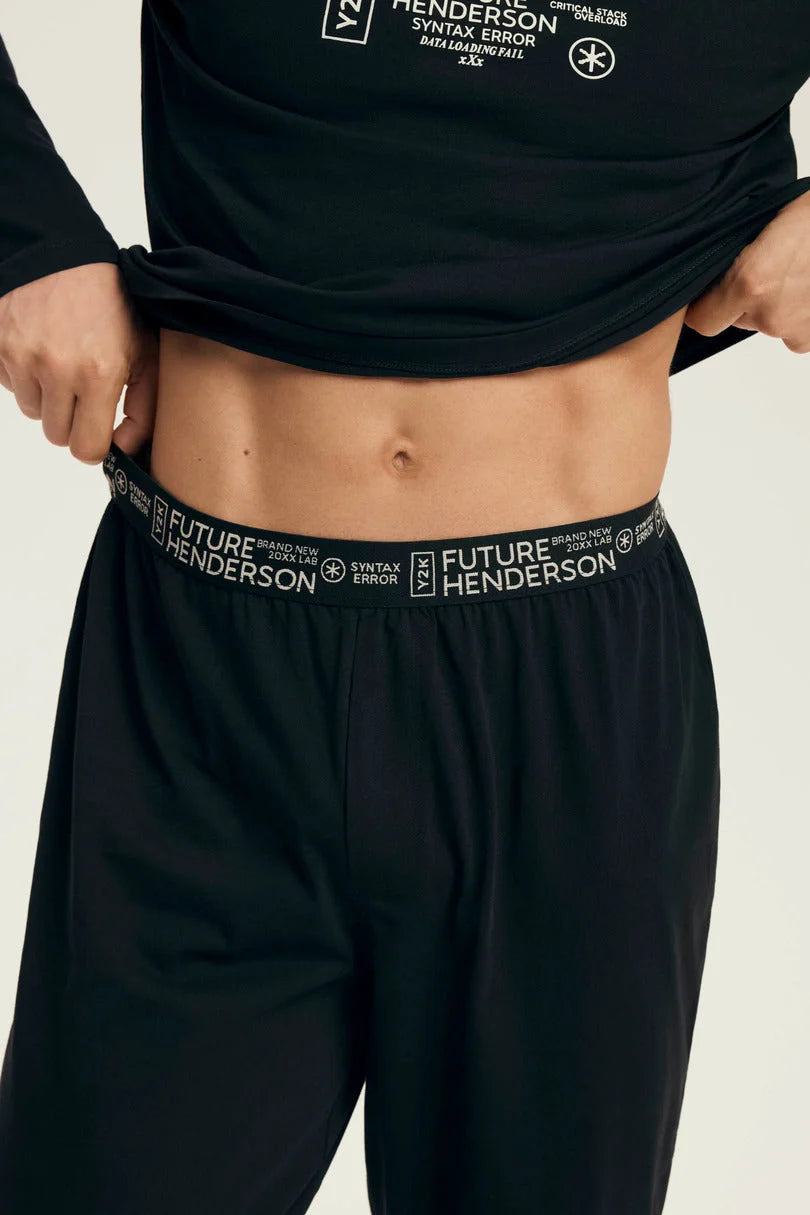 Pigiama uomo in cotone stile jogger con stampa futuristica