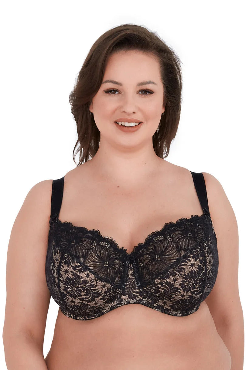 Reggiseno soft in pizzo - chantal maxi - nero