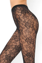 Collant traforati a fantasia floreale (punta nuda) - rosa