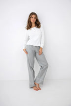 Salma - pigiama da donna con maglia bottoncini e pantaloni