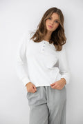 Salma - pigiama da donna con maglia bottoncini e pantaloni