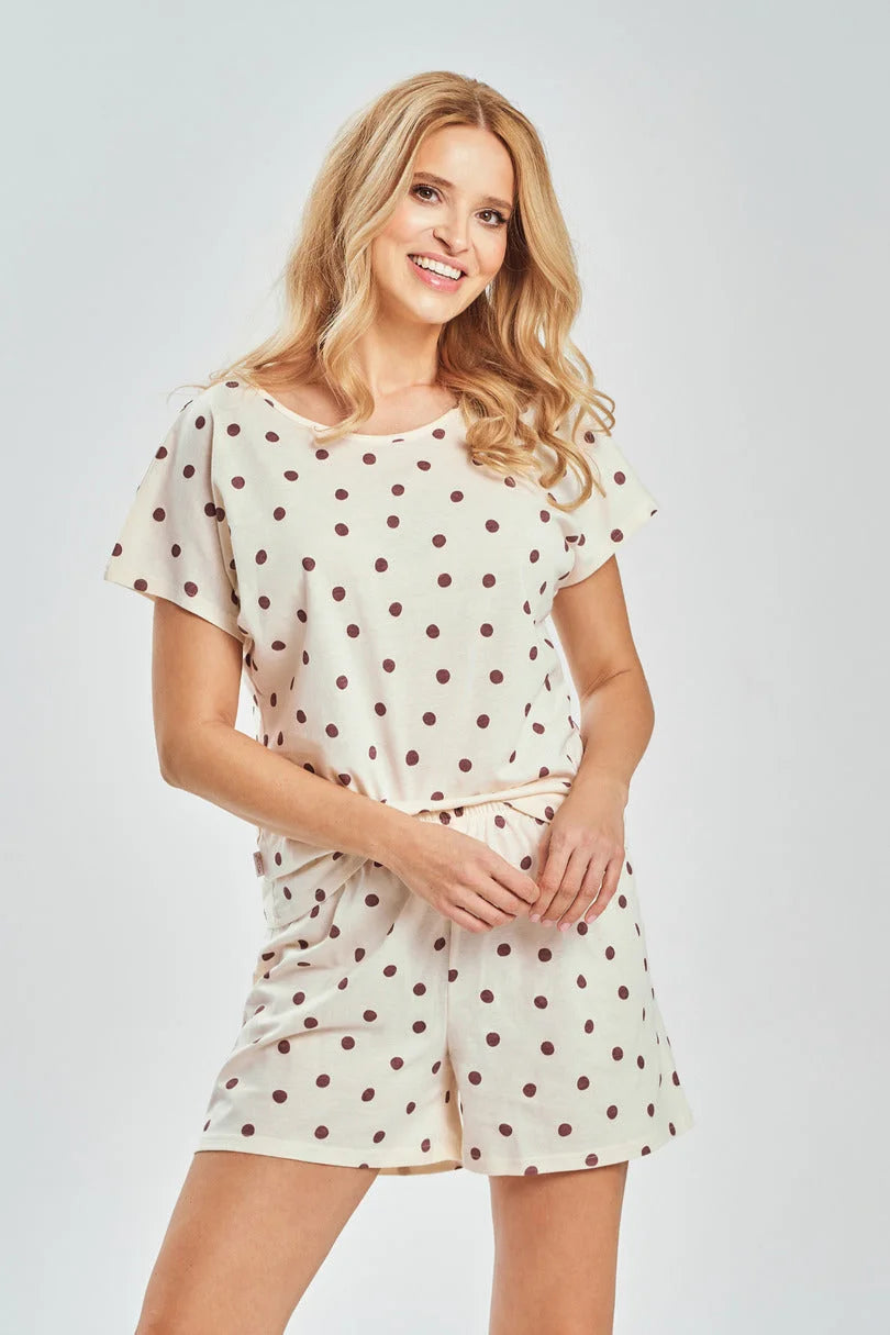 3528 - selina - pigiama donna in cotone a pois – set estivo